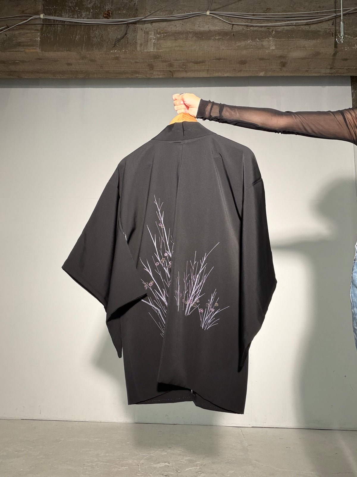 VINTAGE BLACK HAORI  "michikusa, BLK195"
