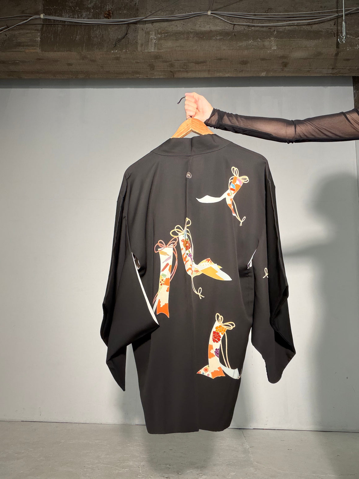 VINTAGE BLACK HAORI  "heian-inside , BLK198"