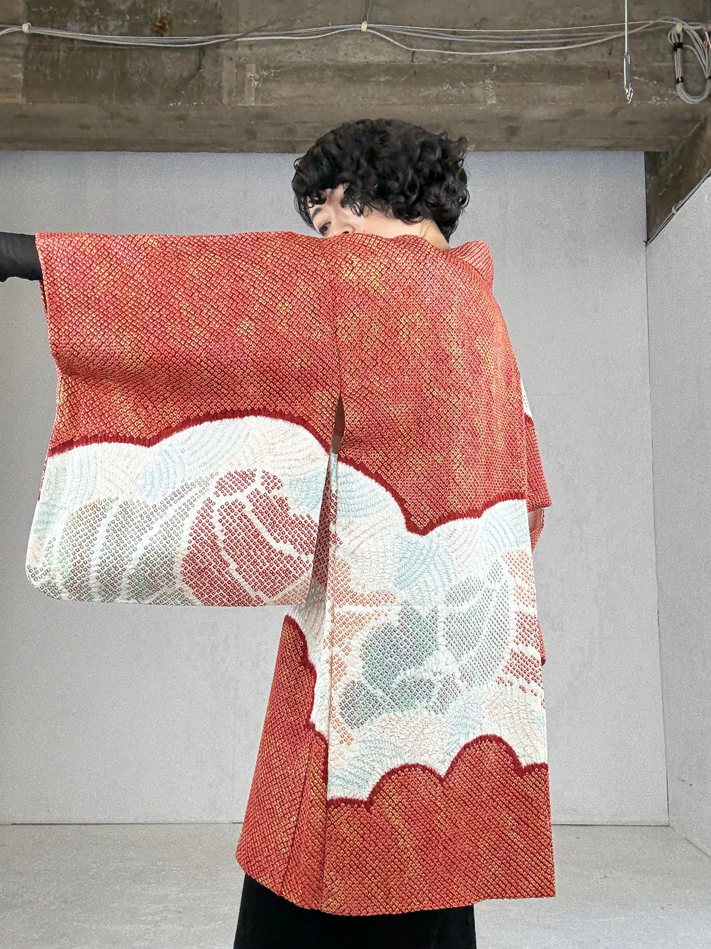 VINTAGE SHIBORI HAORI "shu, eba"
