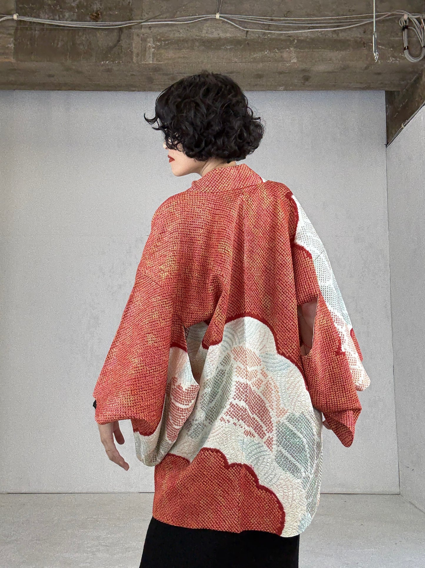 VINTAGE SHIBORI HAORI "shu, eba"