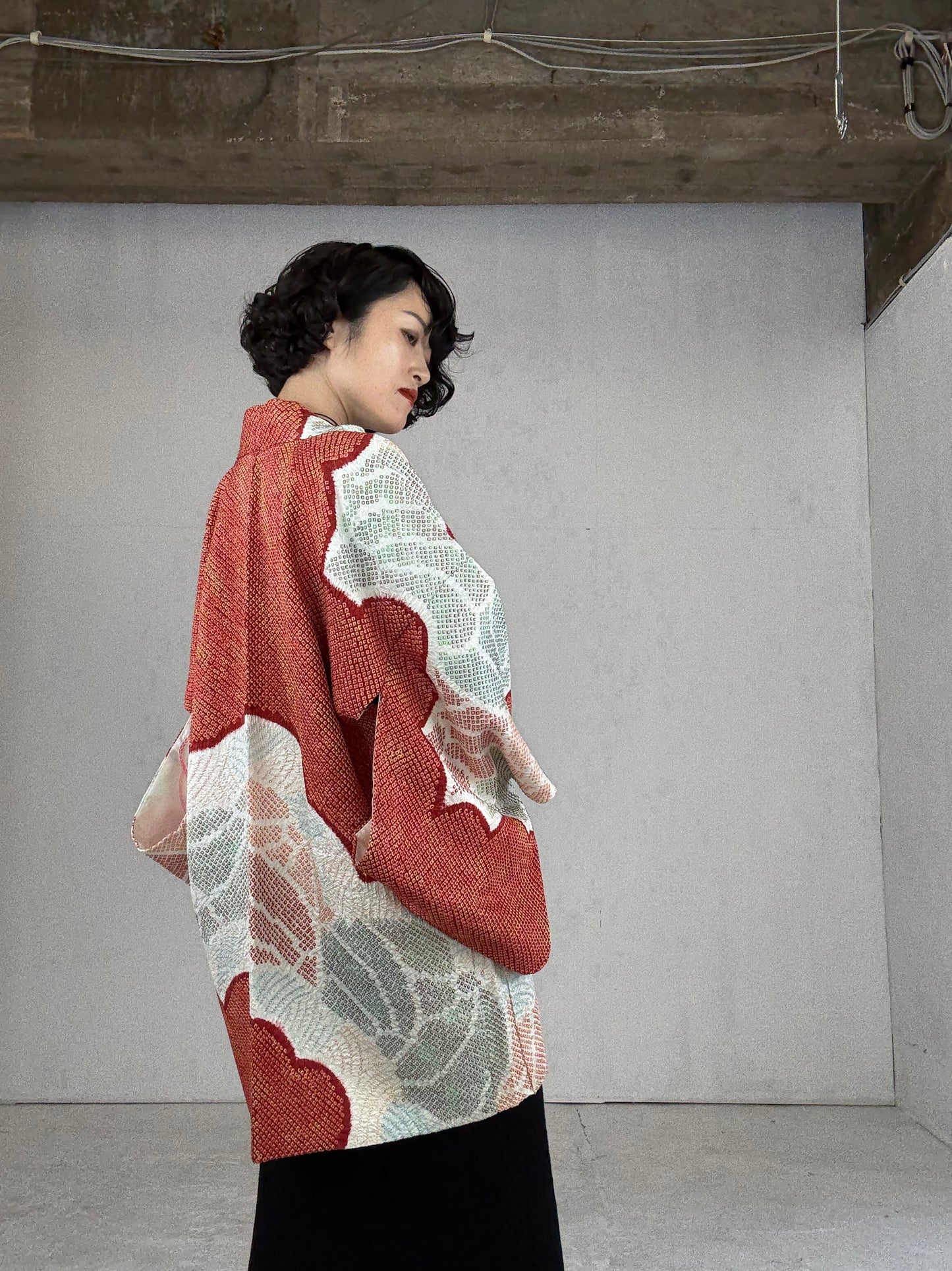 VINTAGE SHIBORI HAORI "shu, eba"