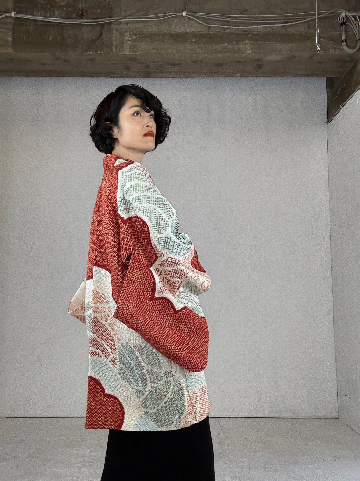 VINTAGE SHIBORI HAORI "shu, eba"