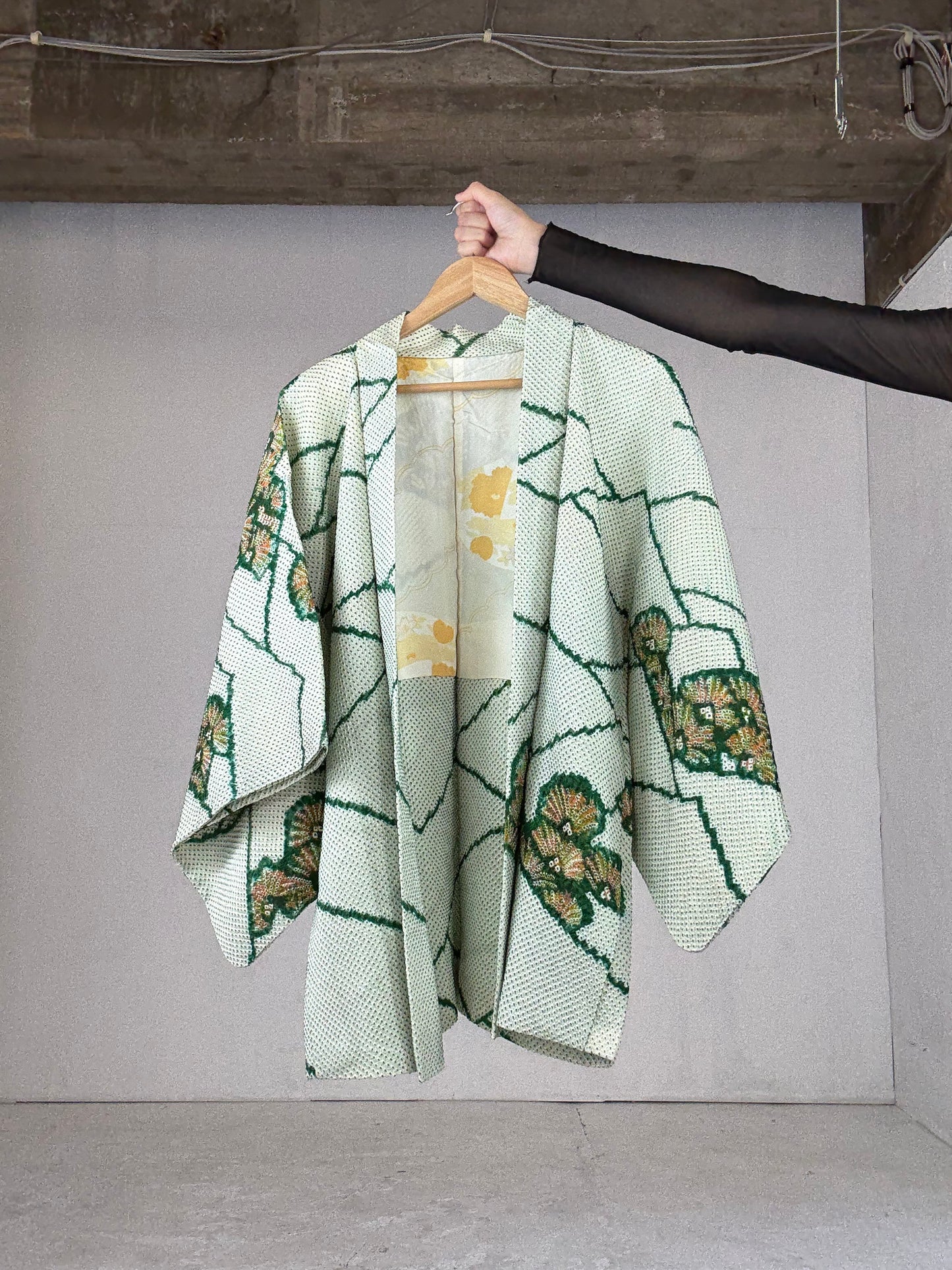 VINTAGE SHIBORI HAORI "matsu, green"