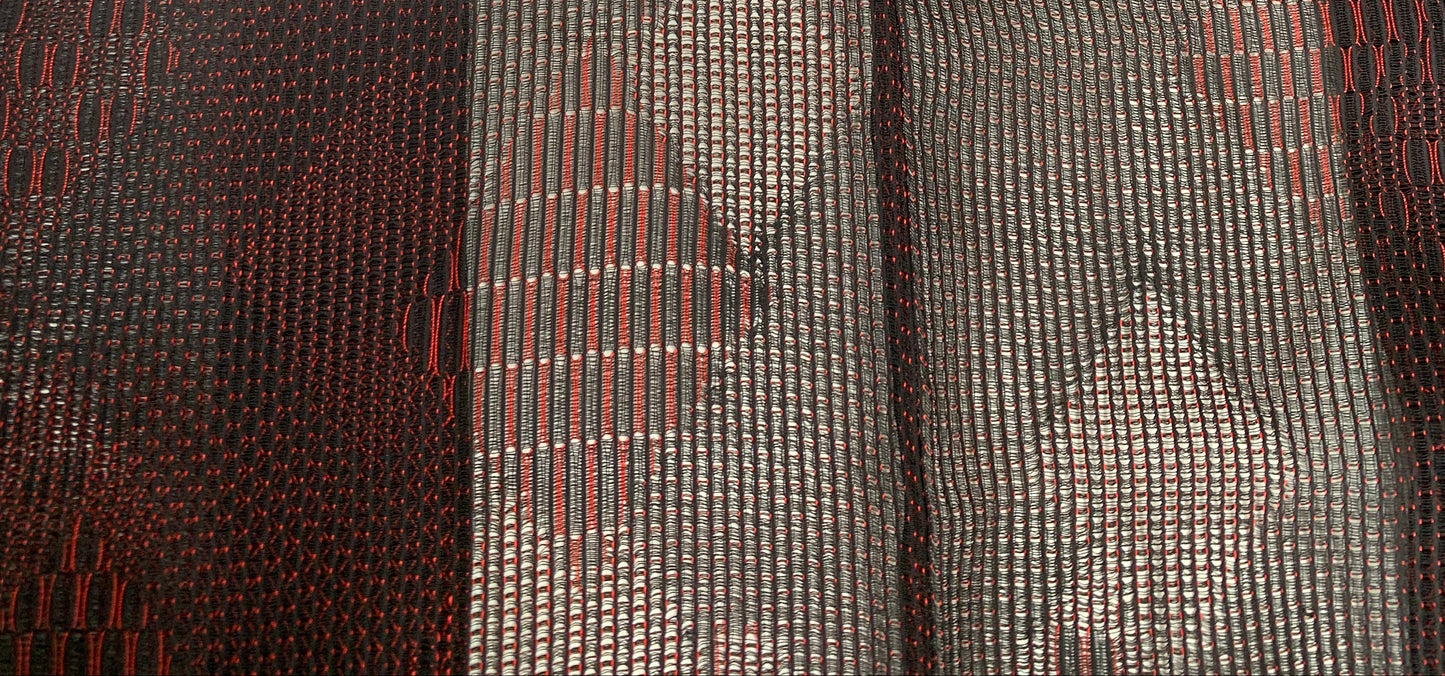 VINTAGE BLACK HAORI SHEER "ara-sha, hishi, red, SHH027"