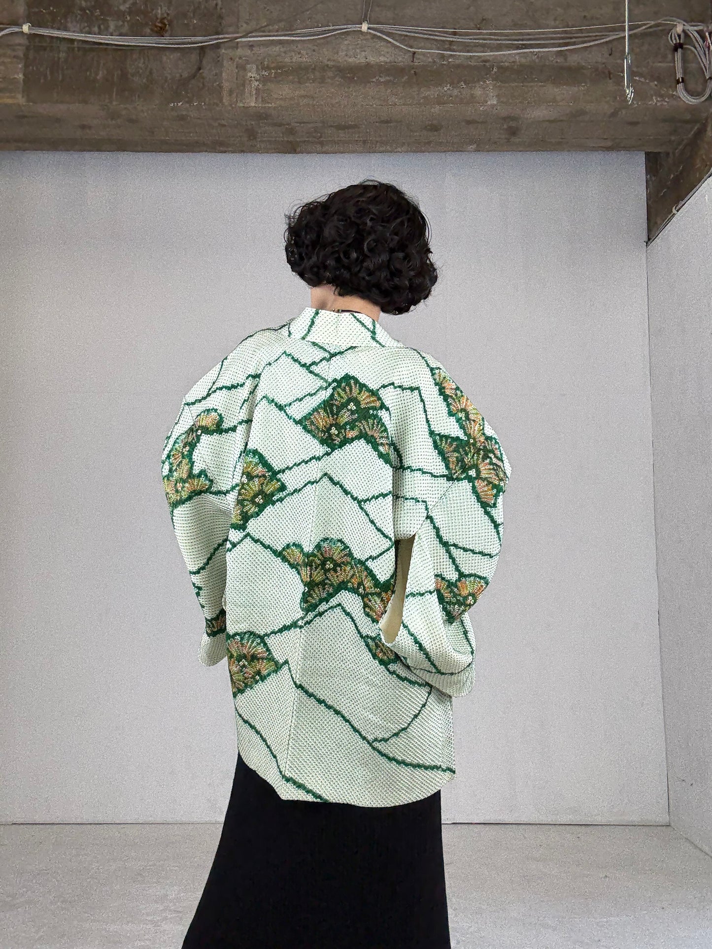 VINTAGE SHIBORI HAORI "matsu, green"