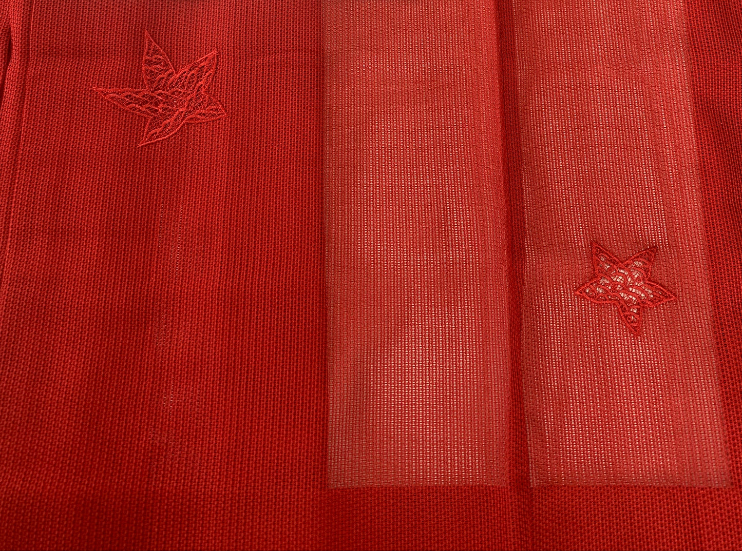 VINTAGE KAWAII HAORI SHEER "ara-sha, embroidery-momiji, red, SHH034"