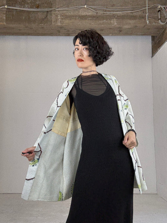 VINTAGE SHIBORI HAORI "karakusa, leaf"