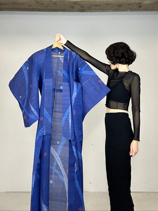 VINTAGE SHEER KIMONO  "sha shibakusa, SHH017" *damage