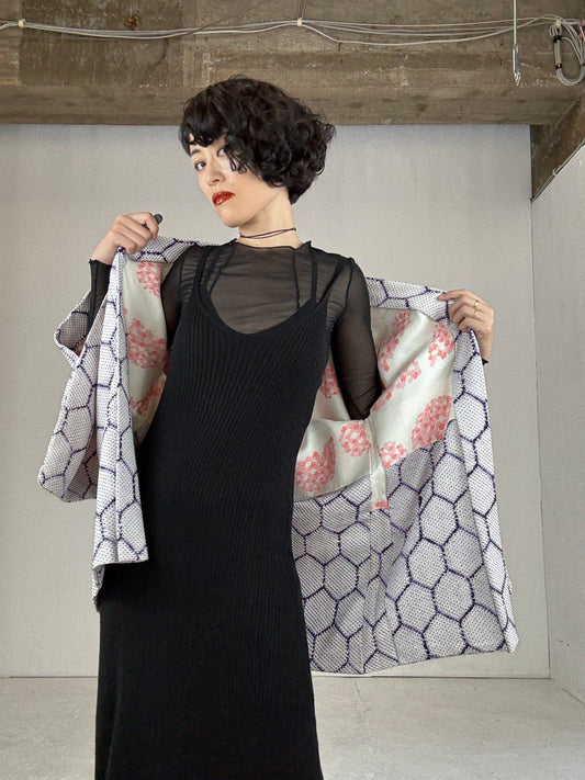 VINTAGE SHIBORI HAORI "kikko" *damage