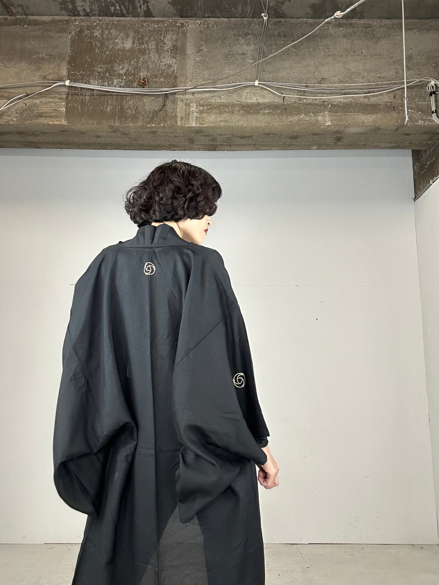 BLACK HAORI SHEER "men's Montsuki"