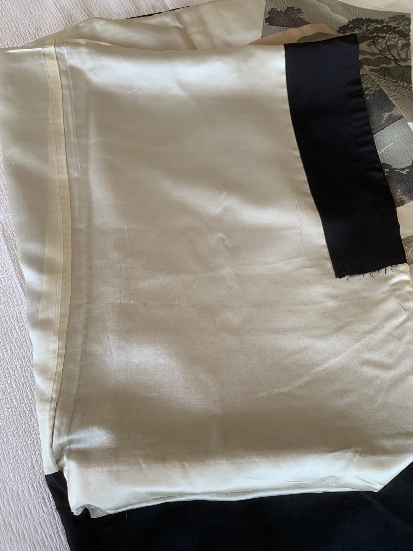 VINTAGE KUROMONTSUKI HAORI "fune, KUR115" *high-damage *hari-mon