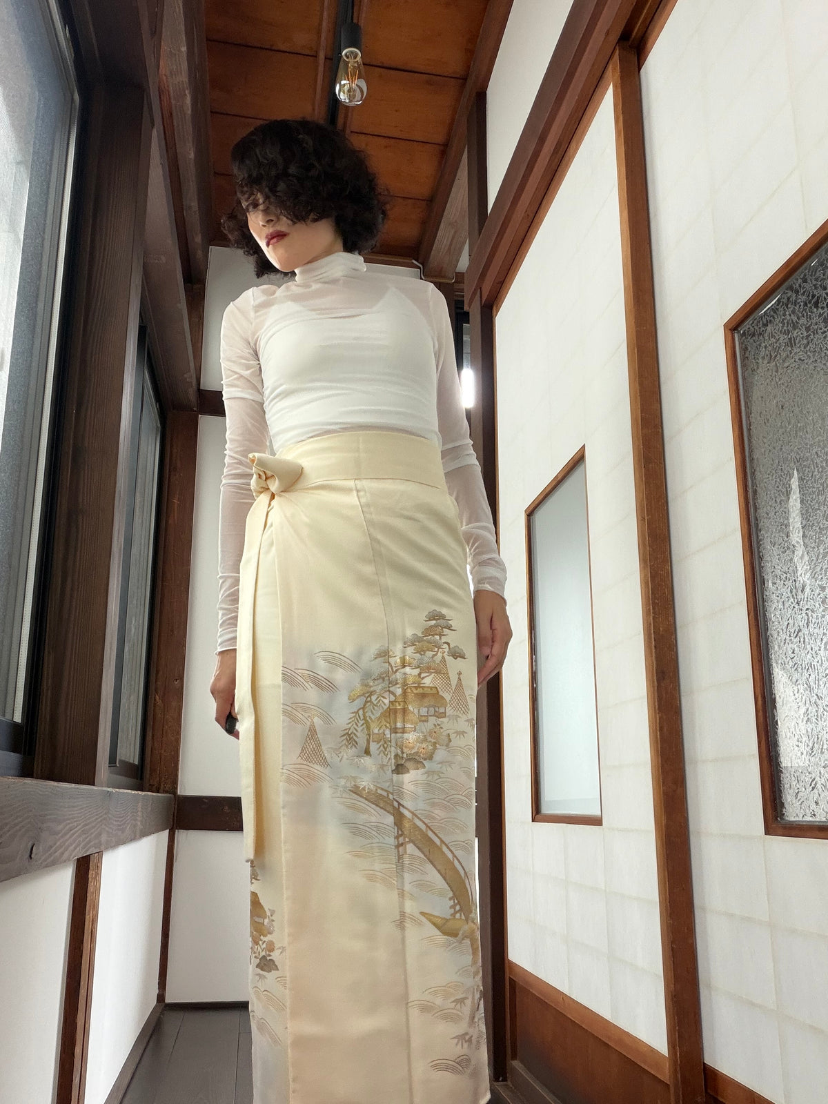 IROTOME SKIRT UPCYCLED FROM JAPANESE KIMONO "IRO143"