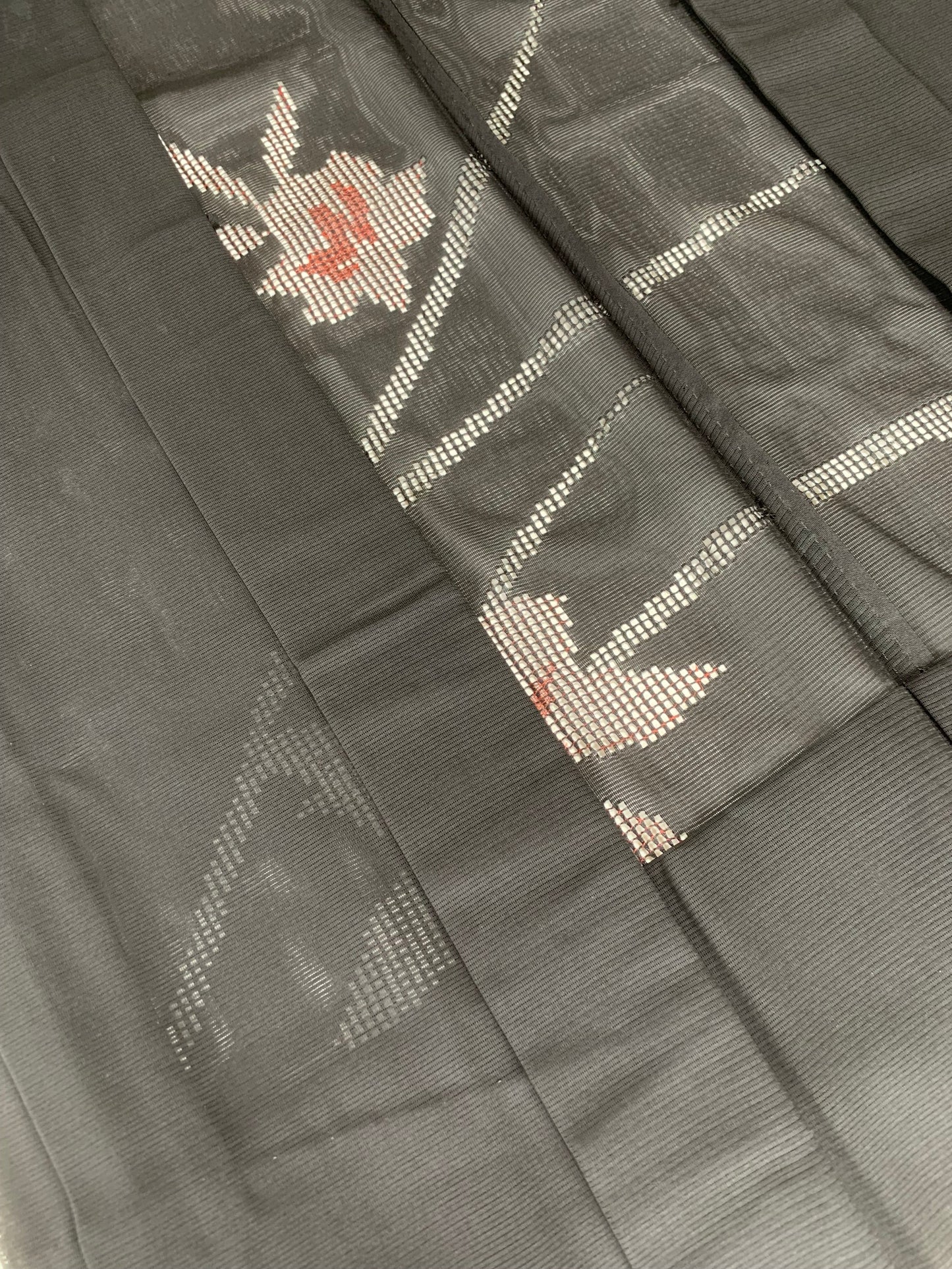 VINTAGE BLACK HAORI SHEER “ro, haba, tsutakamon, SHH043" *damage