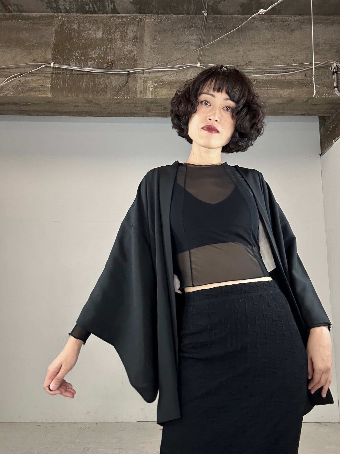 VINTAGE BLACK HAORI "shibakusa”