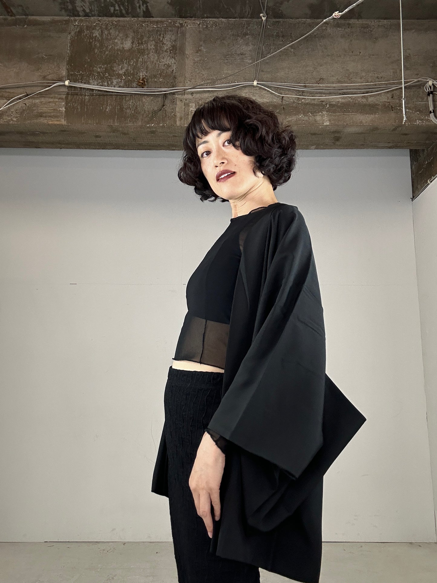 VINTAGE BLACK HAORI "shibakusa”