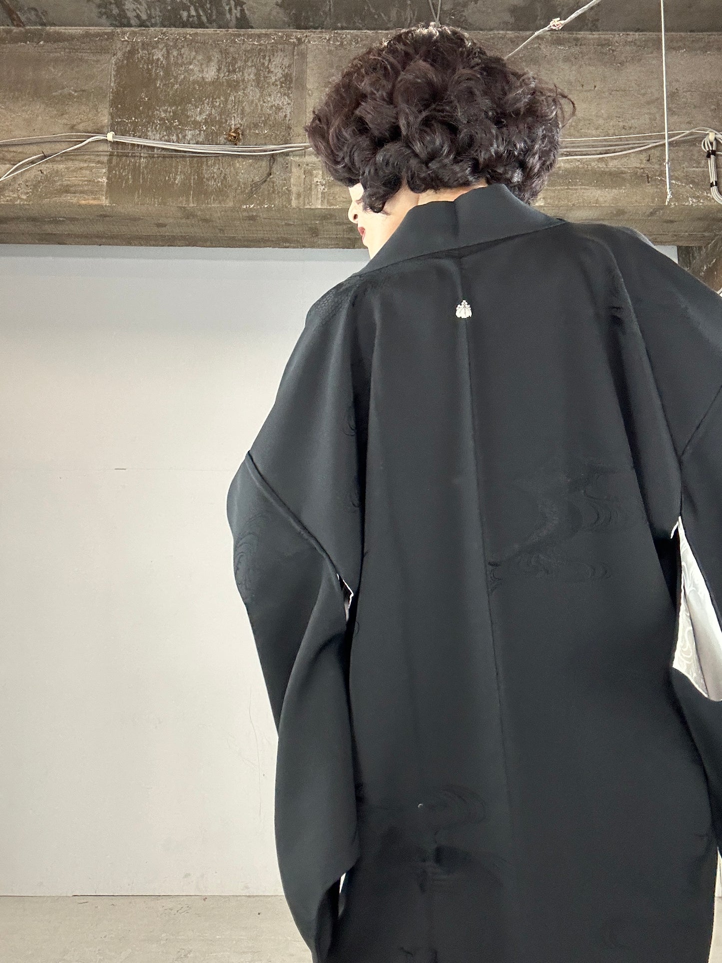 VINTAGE BLACK HAORI "ryusui”