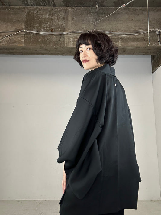 VINTAGE BLACK HAORI "ryusui”