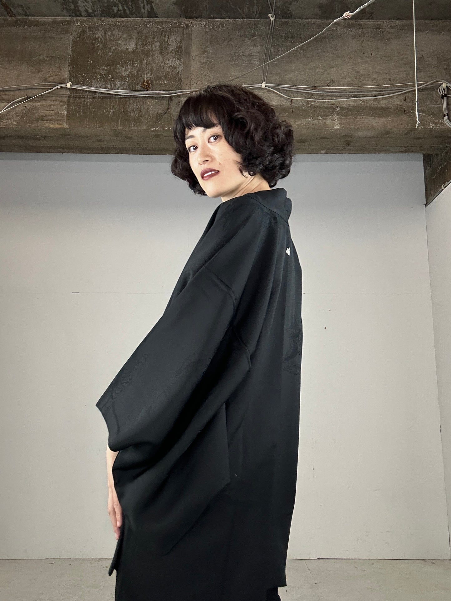 VINTAGE BLACK HAORI "ryusui”