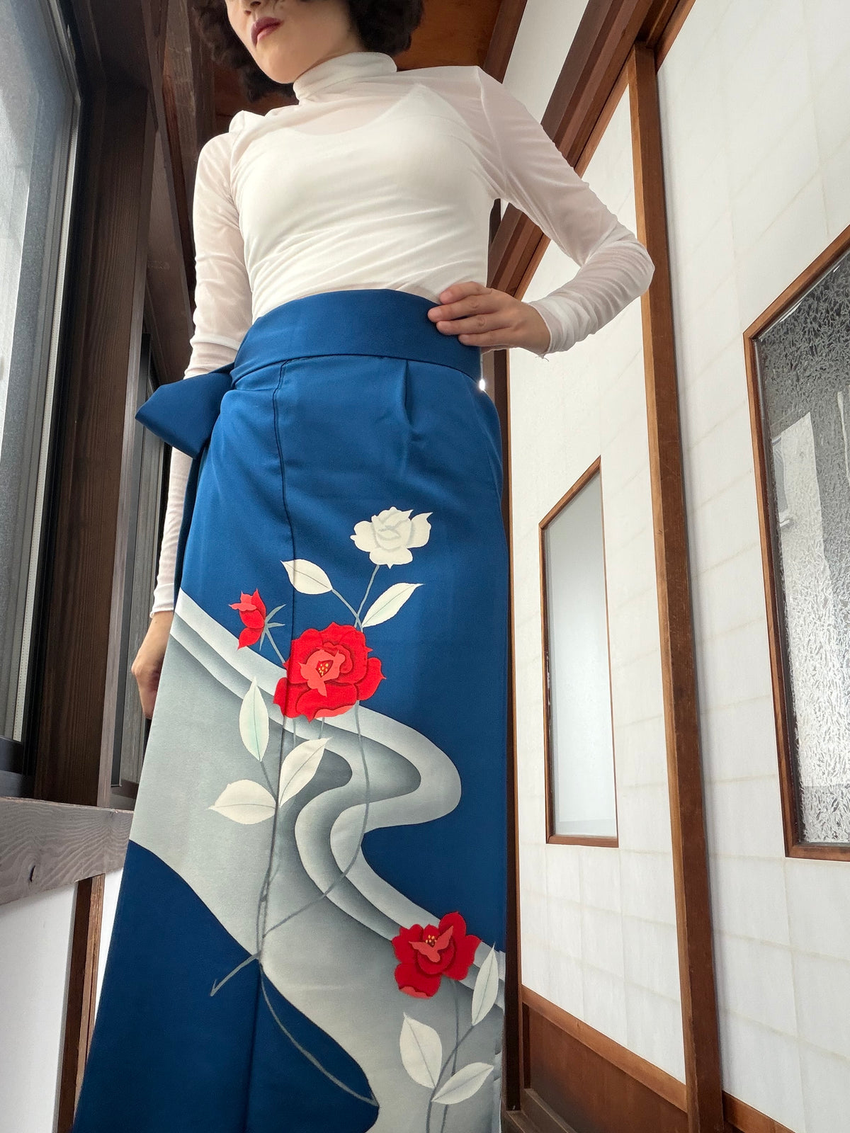 IROTOME SKIRT UPCYCLED FROM JAPANESE KIMONO "IRO146"