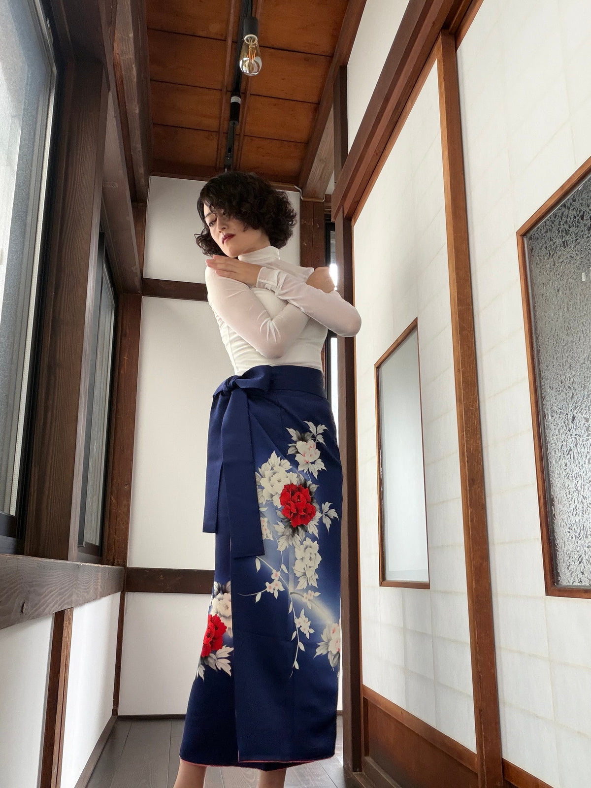IROTOME SKIRT UPCYCLED FROM JAPANESE KIMONO "IRO147"