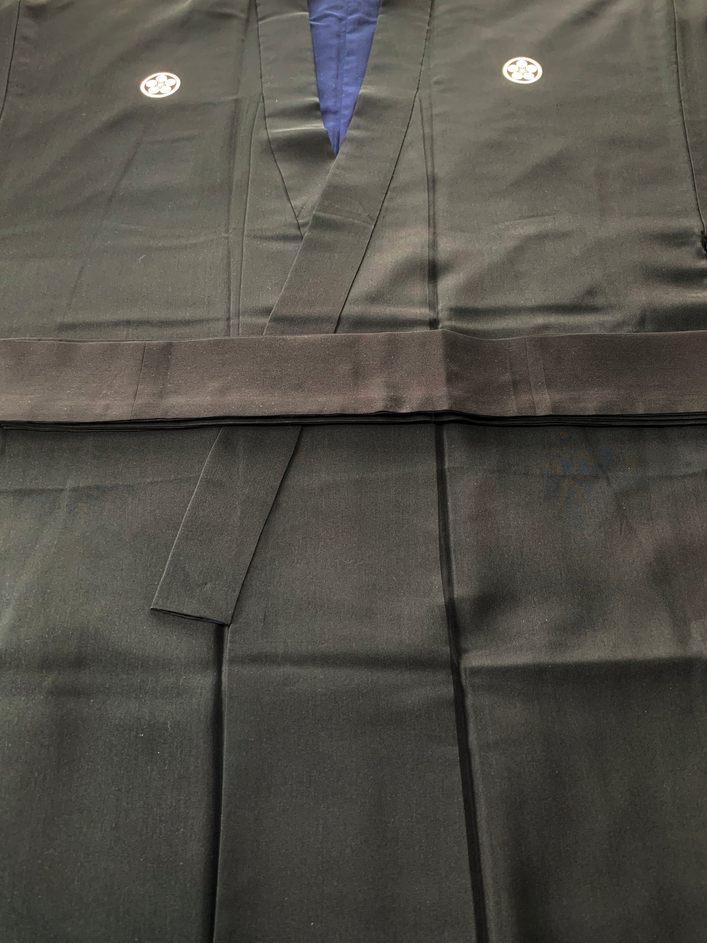 Kimono Dress Gown with String Belt – Upcycled from Vintage Men’s KUROMONTSUKI Kimono, DRE034
