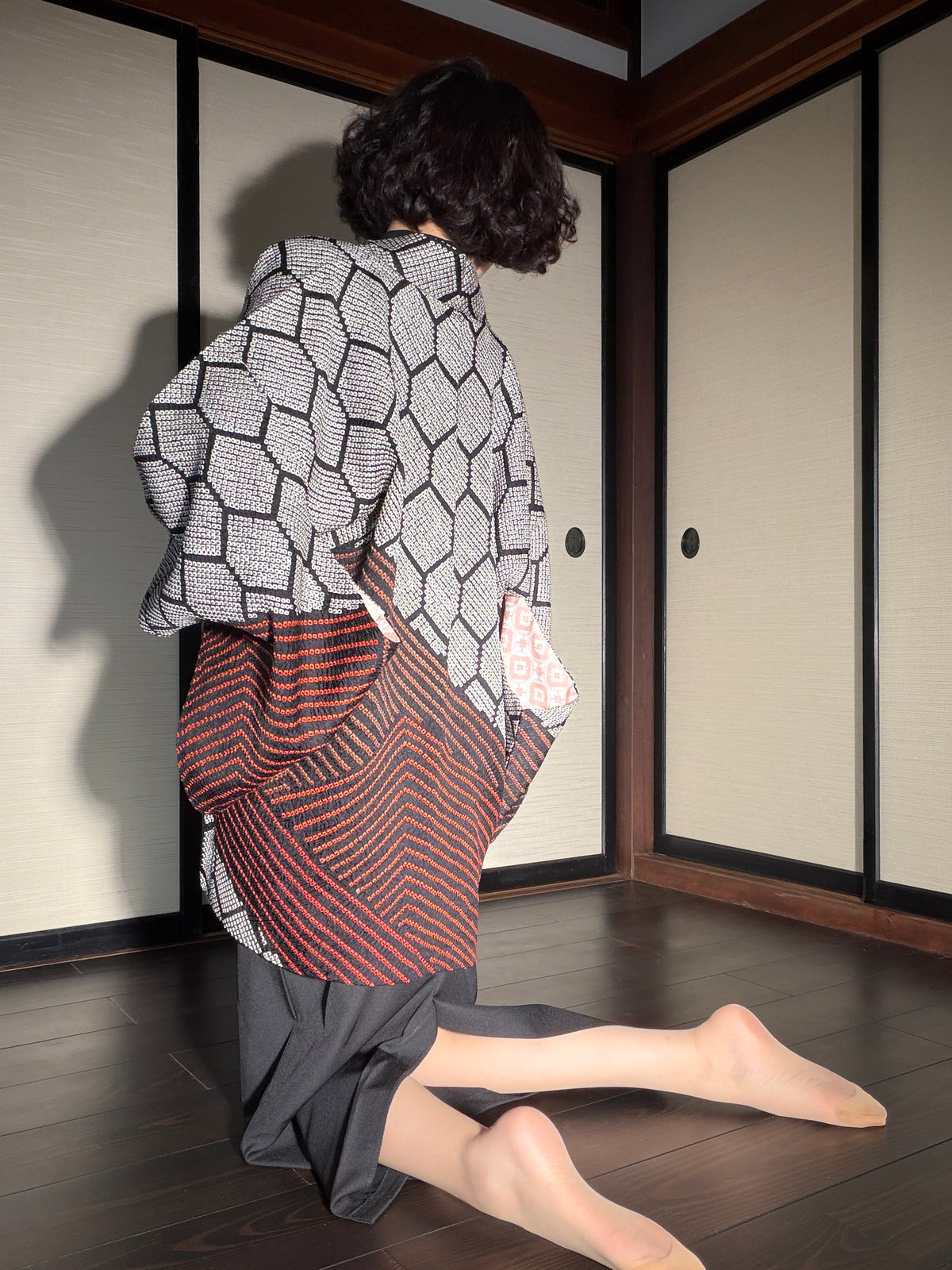 VINTAGE SHIBORI HAORI  "kikkou, SIB130"