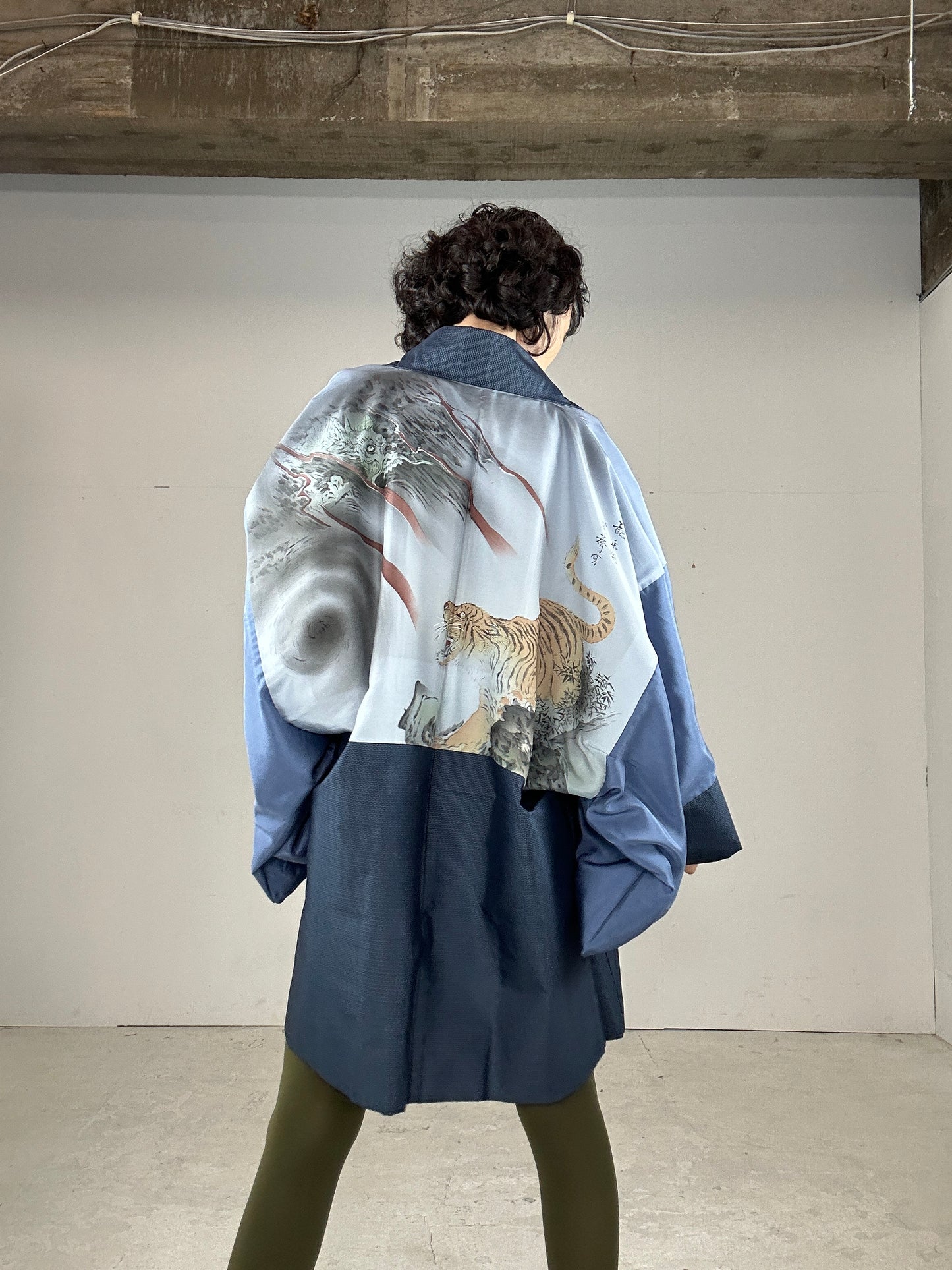 VINTAGE KAWAII HAORI oversized  "Oshima tsumugi 005 Yin Yang uzu"