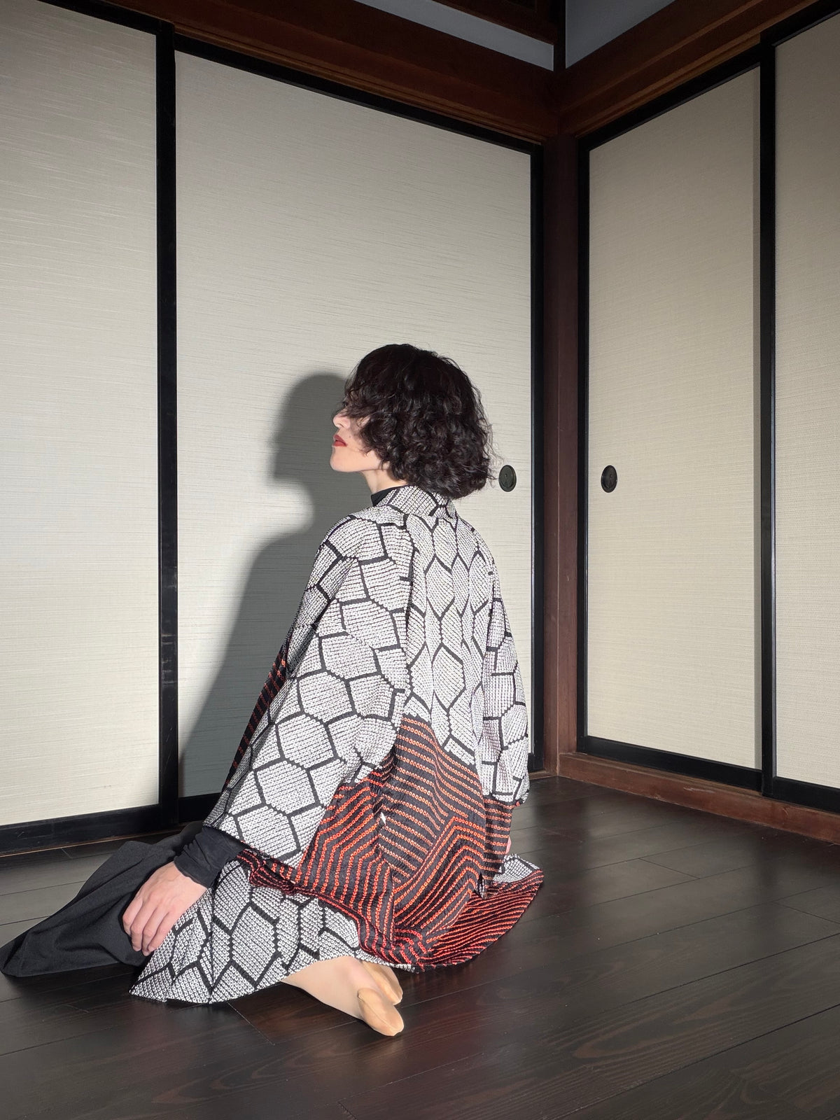 VINTAGE SHIBORI HAORI  "kikkou, SIB130"