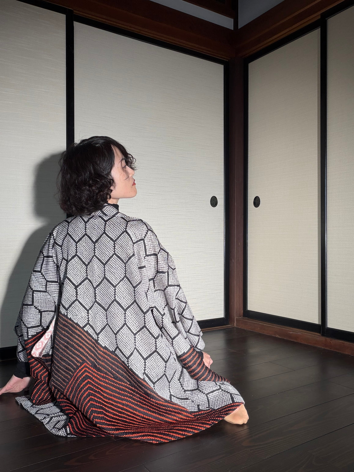 VINTAGE SHIBORI HAORI  "kikkou, SIB130"
