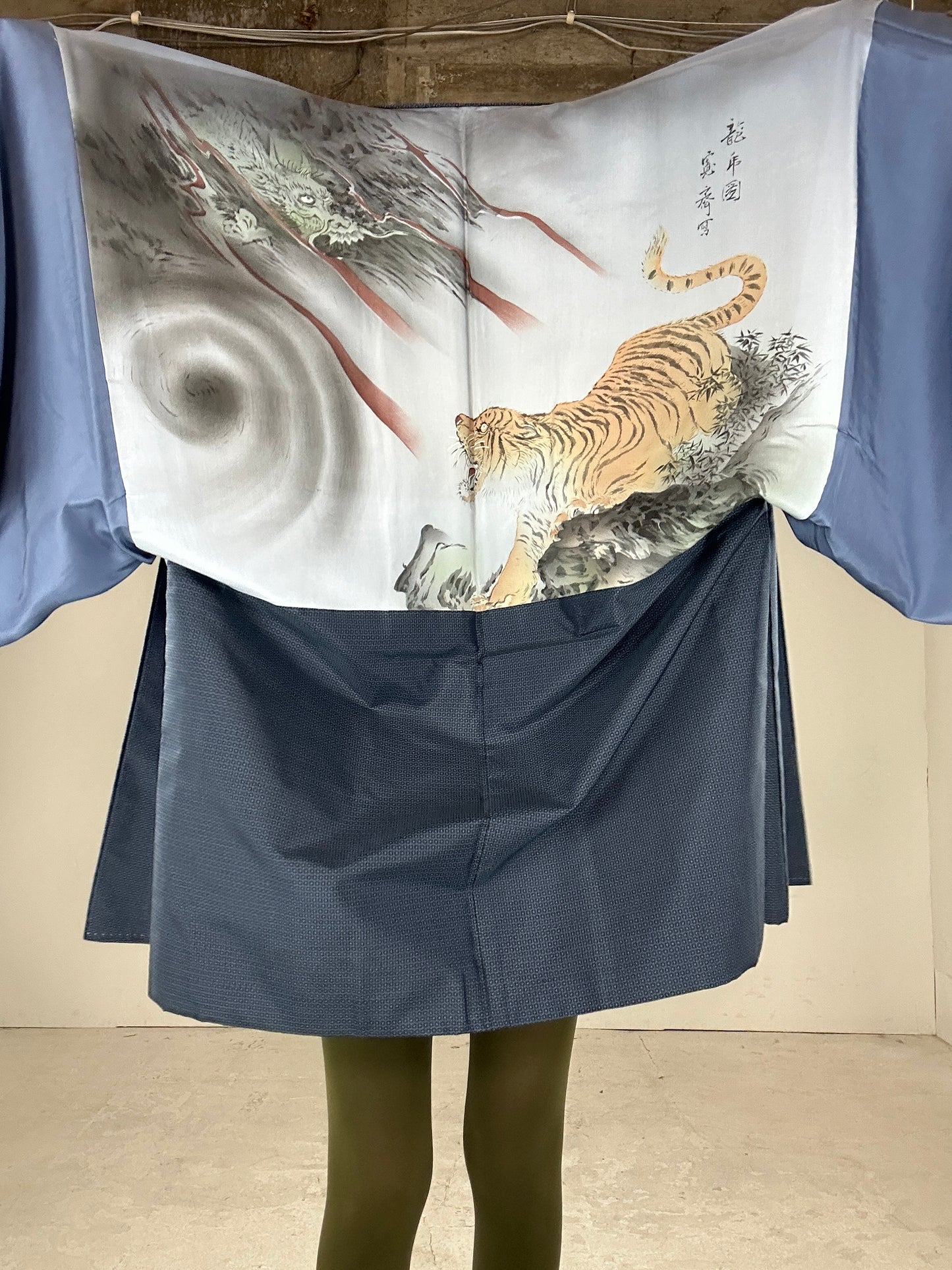 VINTAGE KAWAII HAORI oversized  "Oshima tsumugi 005 Yin Yang uzu"