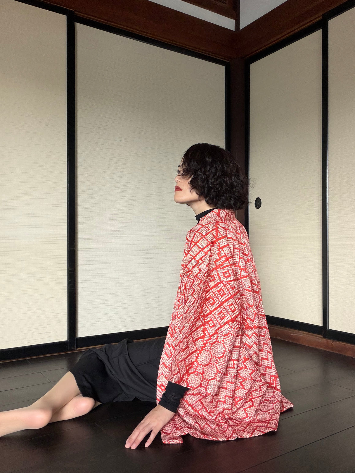 VINTAGE SHIBORI HAORI  "aka, SIB131"