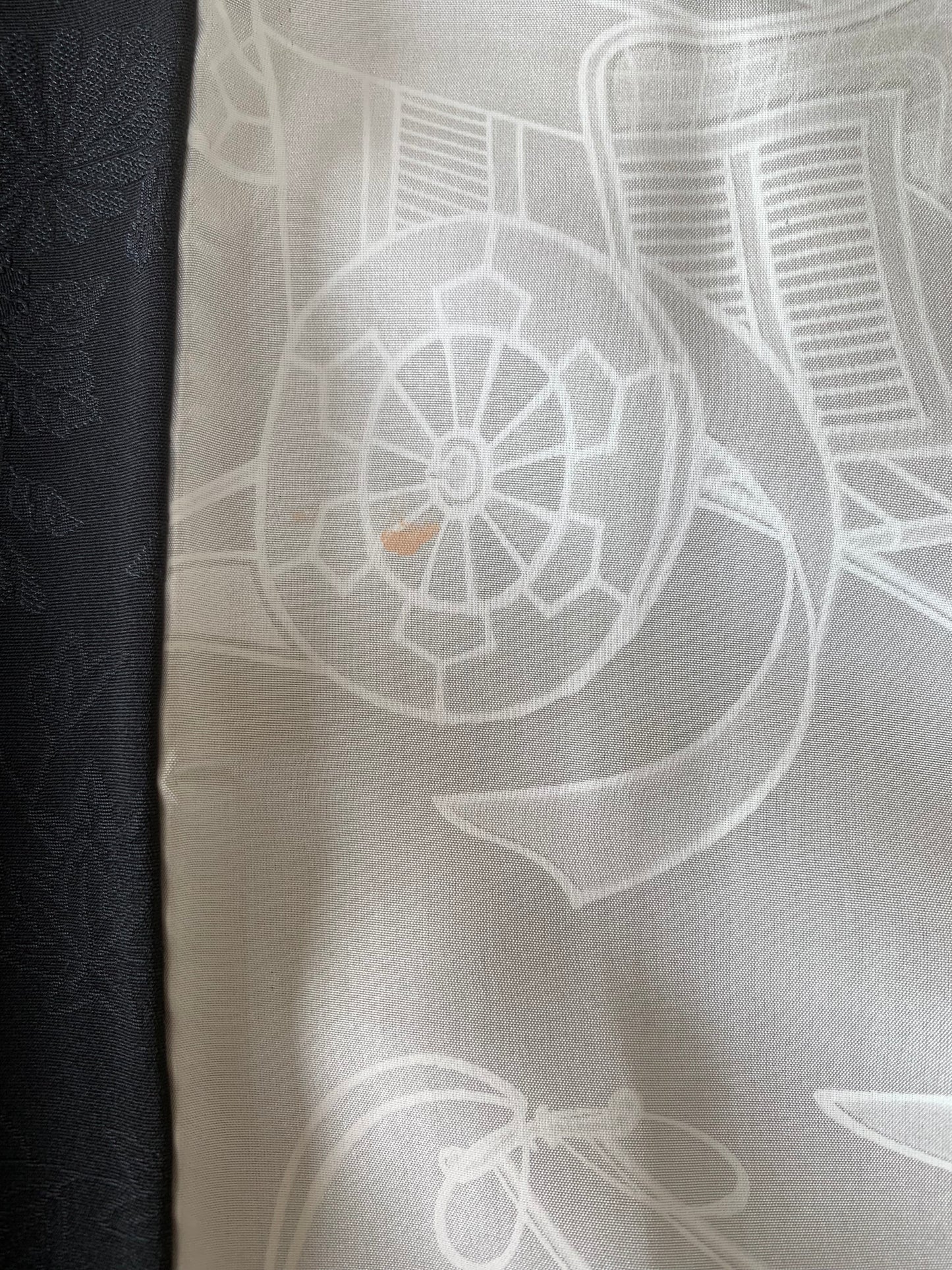 VINTAGE BLACK HAORI  "inside-goshoguruma, gosan-kiri-mon, BLK183"