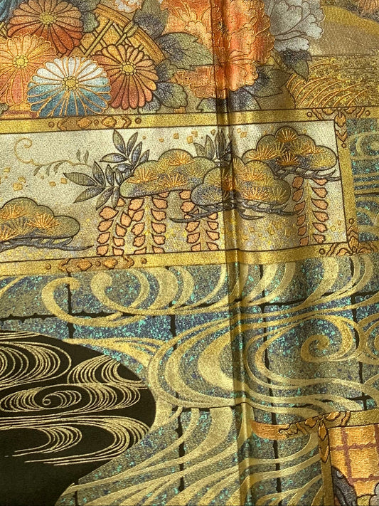 EDO-ZUMA SKIRT UPCYCLED FROM JAPANESE KIMONO "EDO051"