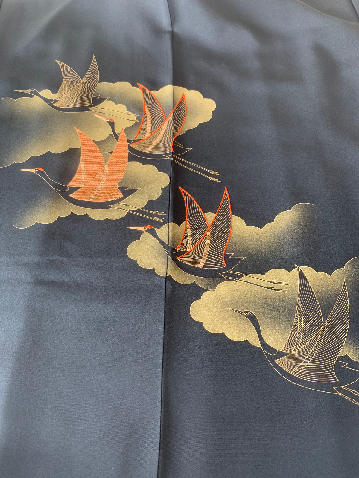 VINTAGE BLACK HAORI  "tsuru, BLK185"