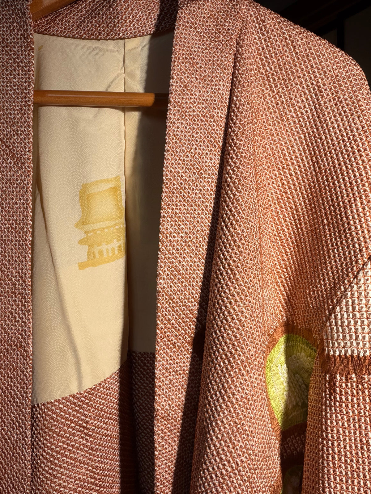 VINTAGE SHIBORI HAORI  "brown, SIB133"