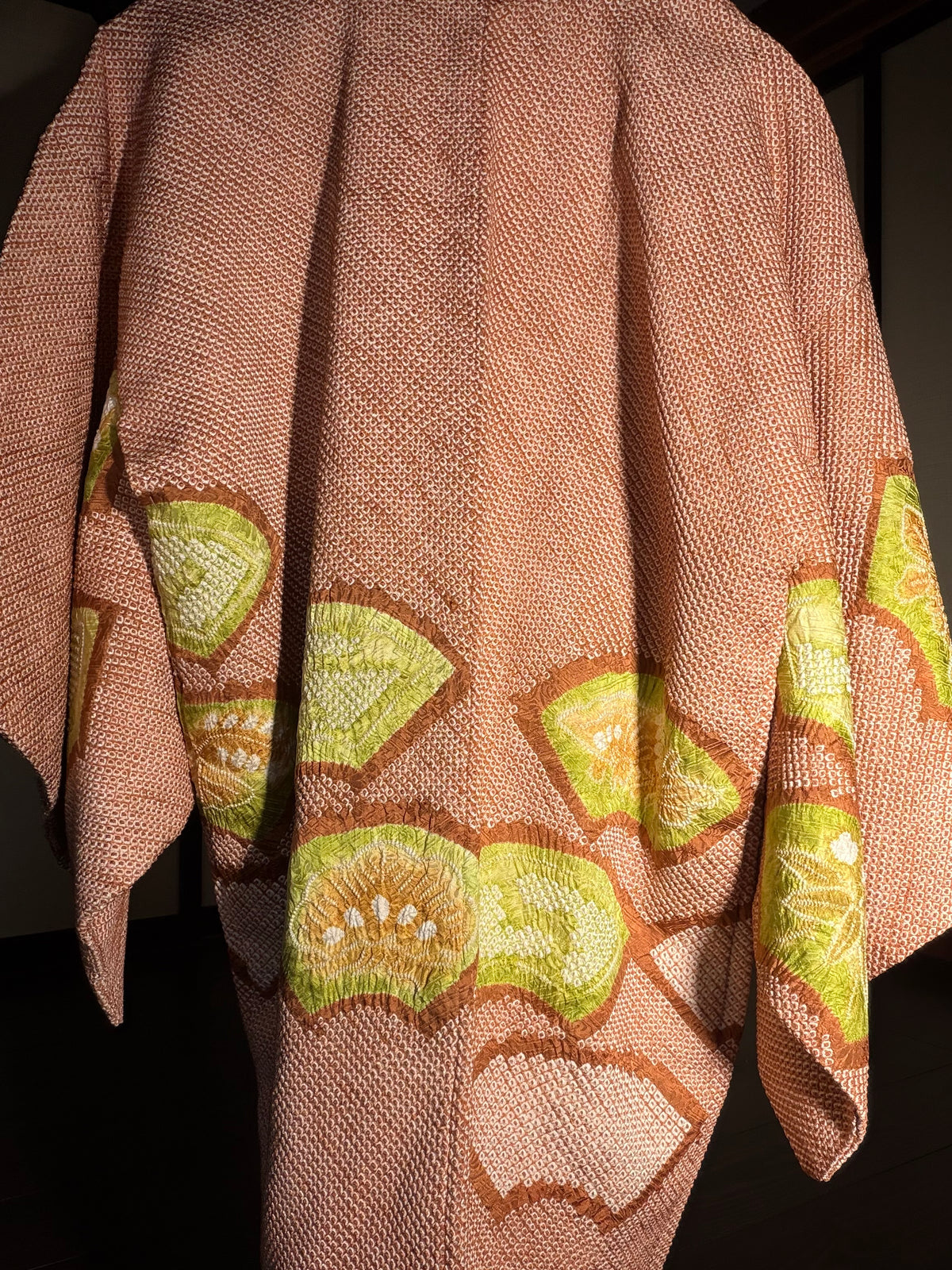 VINTAGE SHIBORI HAORI  "brown, SIB133"