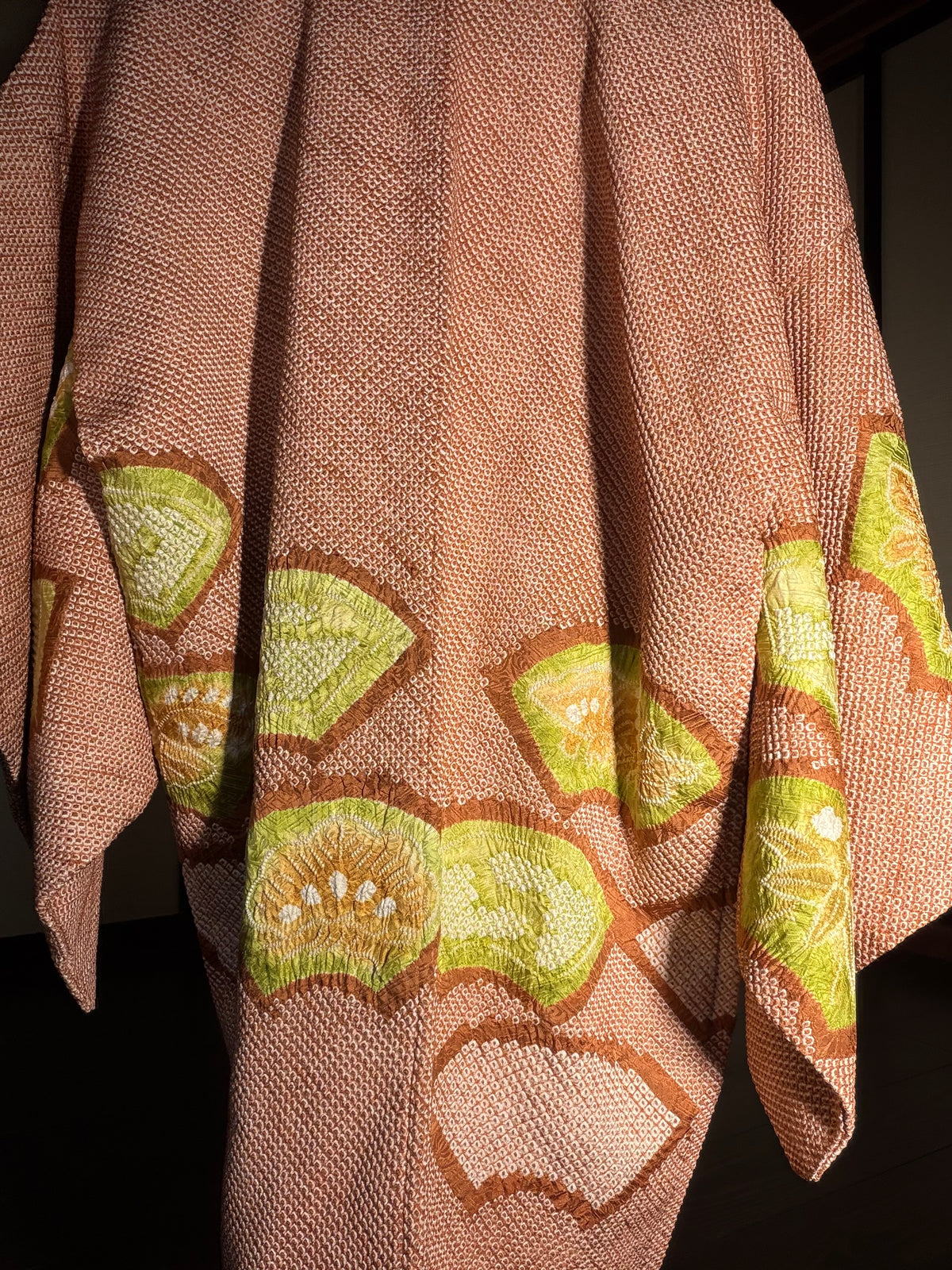 VINTAGE SHIBORI HAORI  "brown, SIB133"