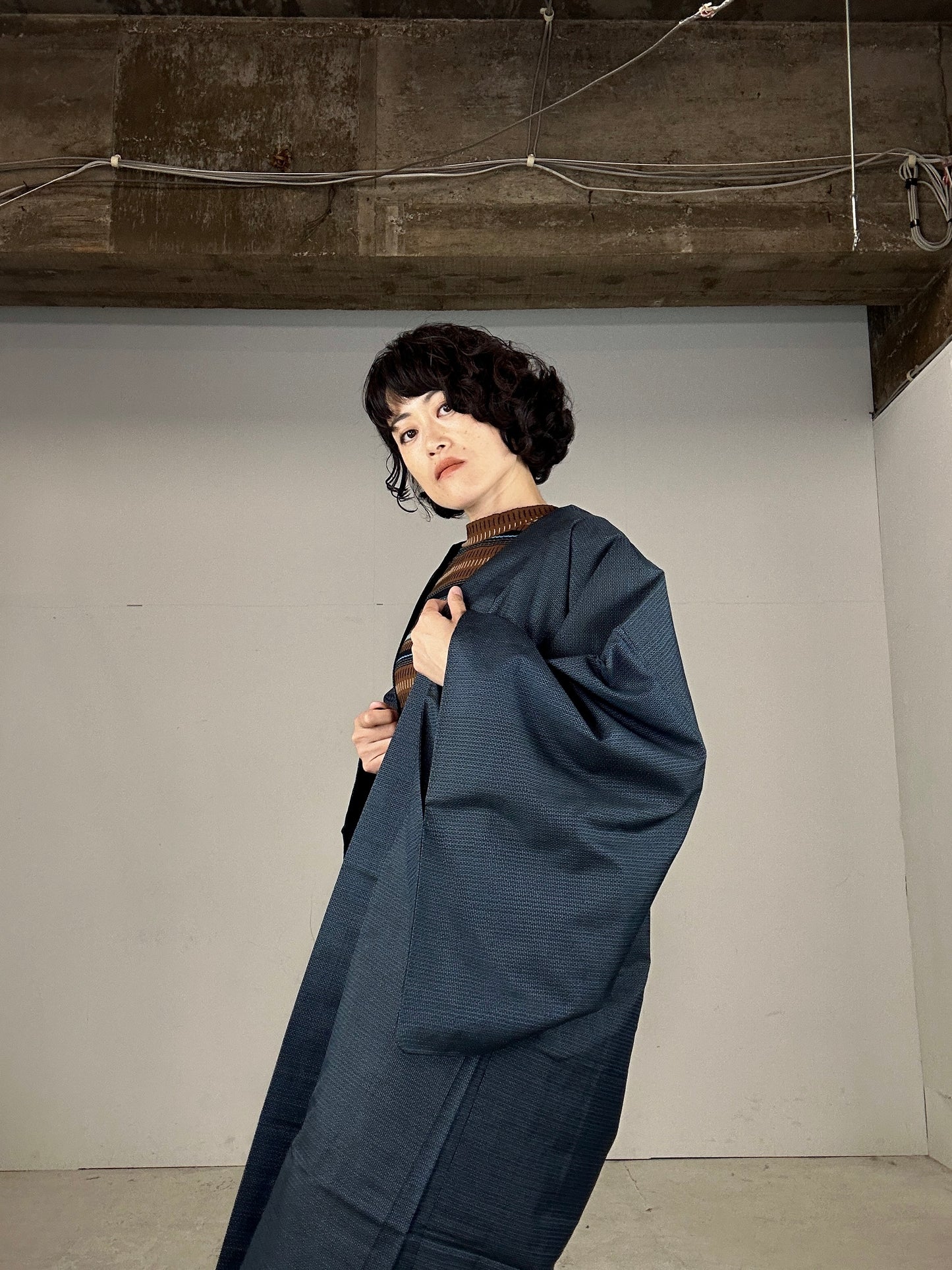 KAWAII HAORI oversized  "Oshima tsumugi 001 fuji fune"