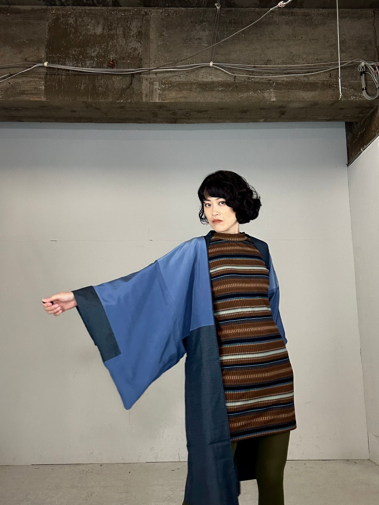 KAWAII HAORI oversized  "Oshima tsumugi 001 fuji fune"