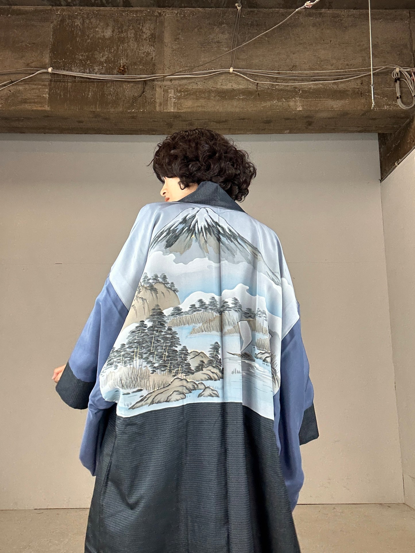 KAWAII HAORI oversized  "Oshima tsumugi 001 fuji fune"