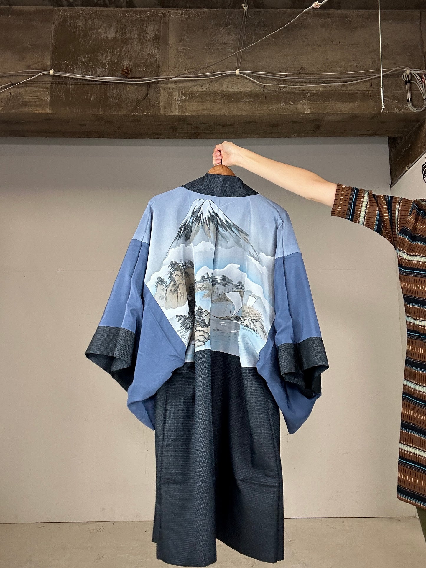 KAWAII HAORI oversized  "Oshima tsumugi 001 fuji fune"