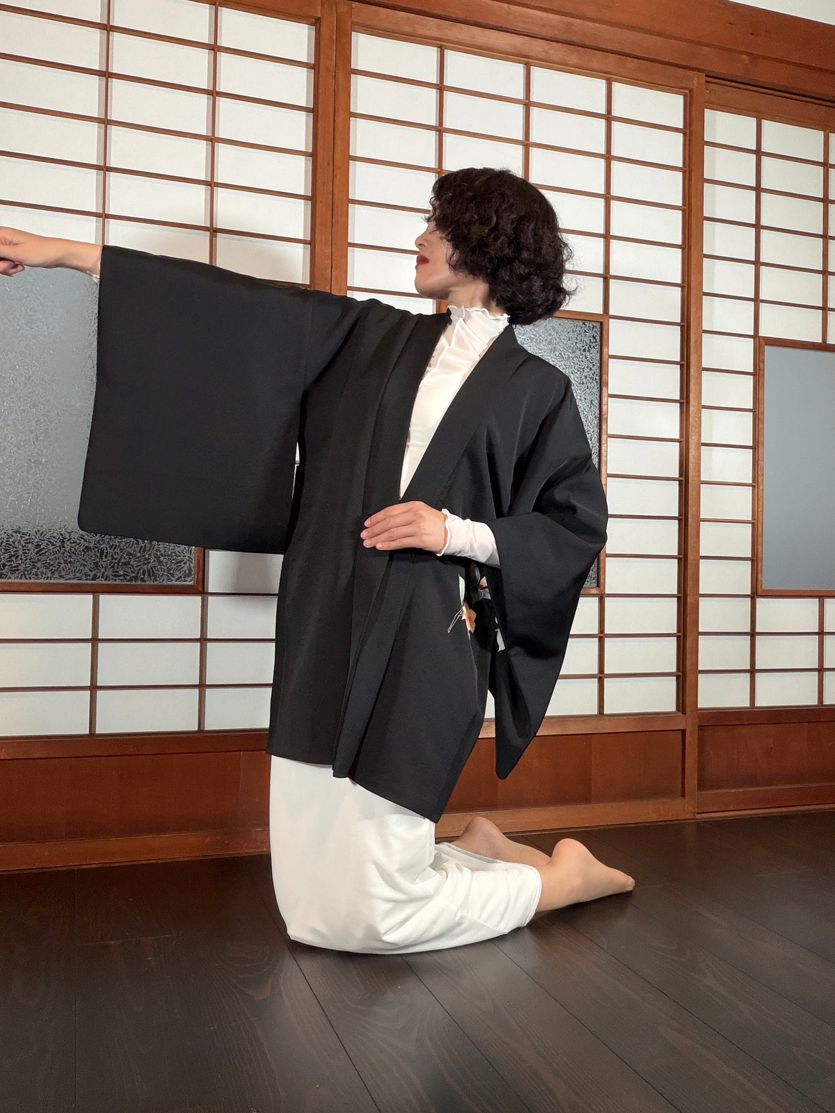 VINTAGE BLACK HAORI  "take, hana, BLK196"