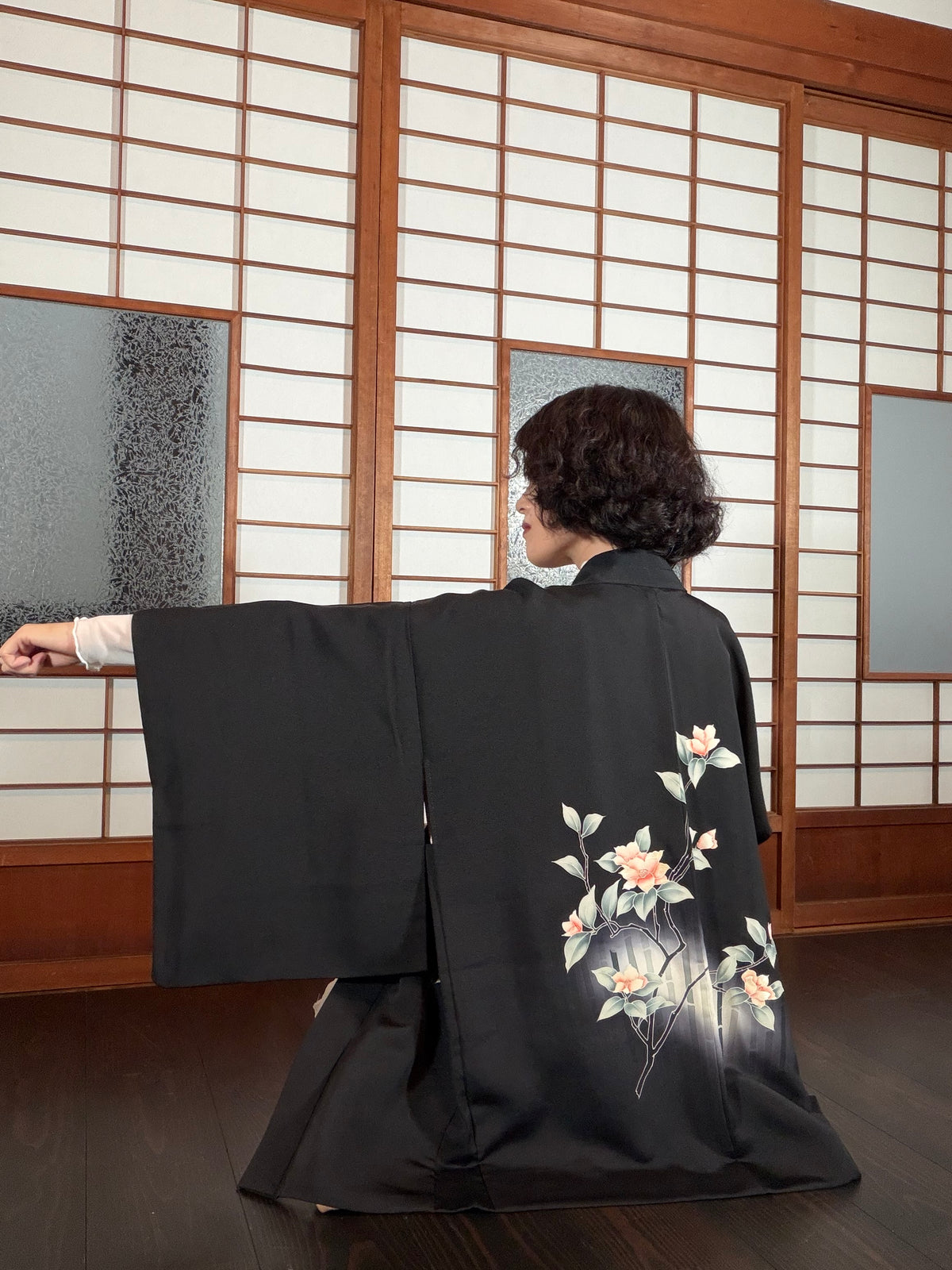 VINTAGE BLACK HAORI  "take, hana, BLK196"
