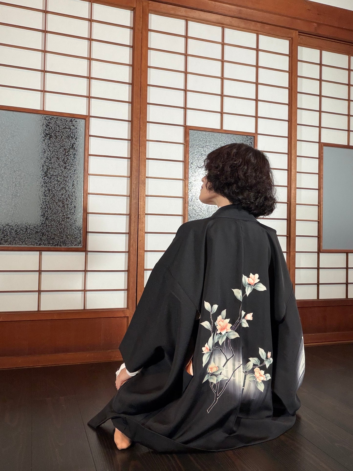 VINTAGE BLACK HAORI  "take, hana, BLK196"