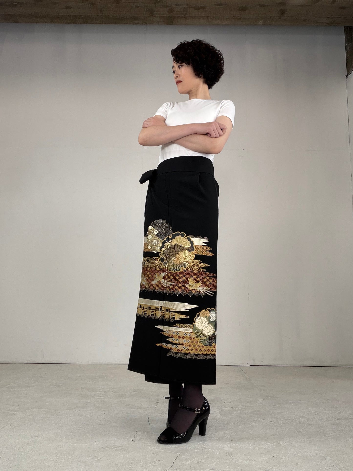 EDO-ZUMA SKIRT UPCYCLED FROM JAPANESE KIMONO "EDO037"