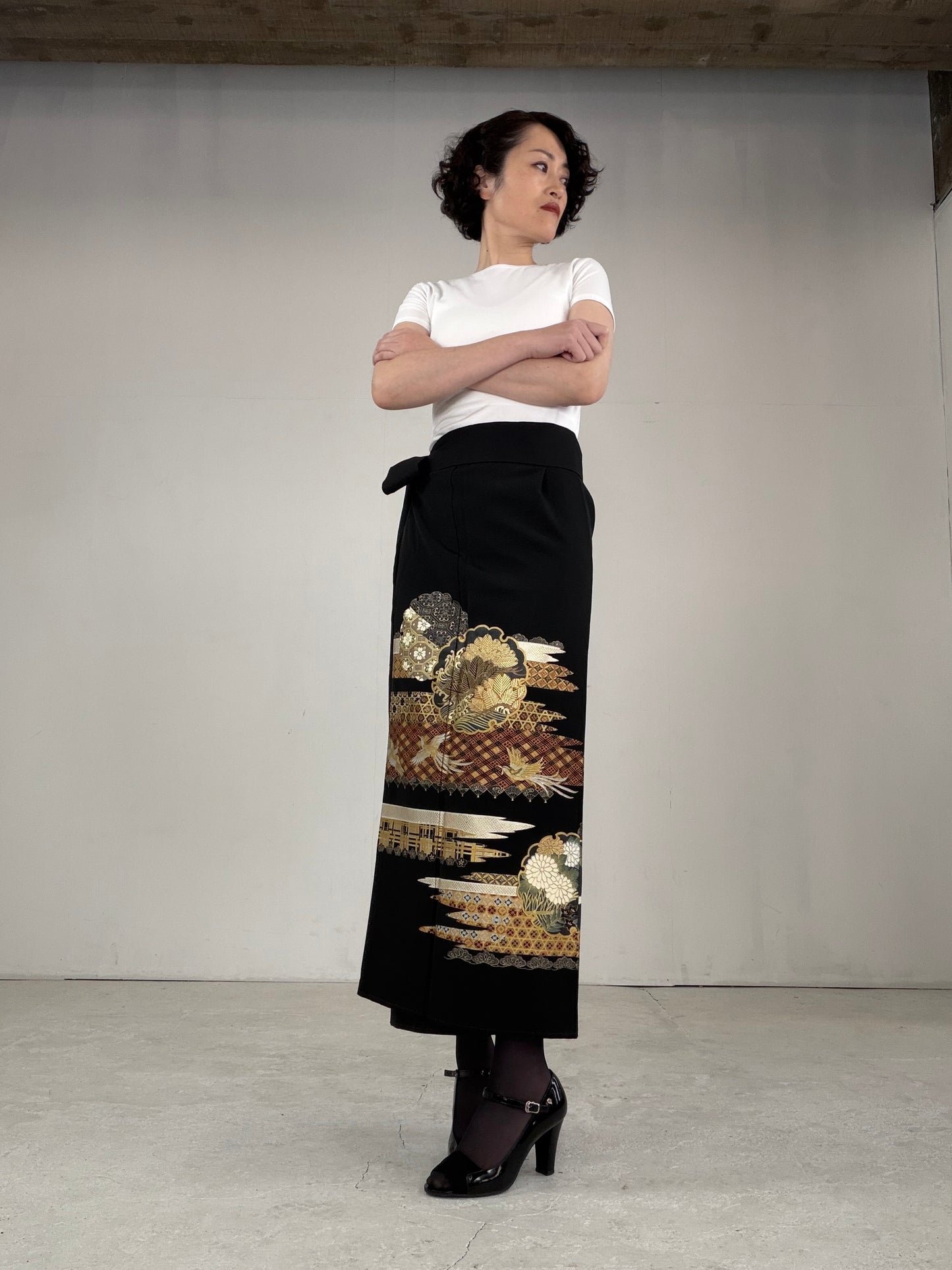EDO-ZUMA SKIRT UPCYCLED FROM JAPANESE KIMONO "EDO037"