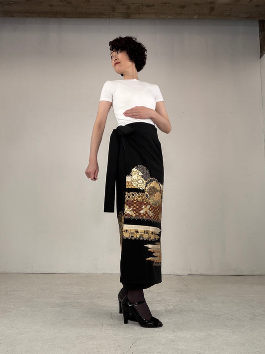 EDO-ZUMA SKIRT UPCYCLED FROM JAPANESE KIMONO "EDO037"