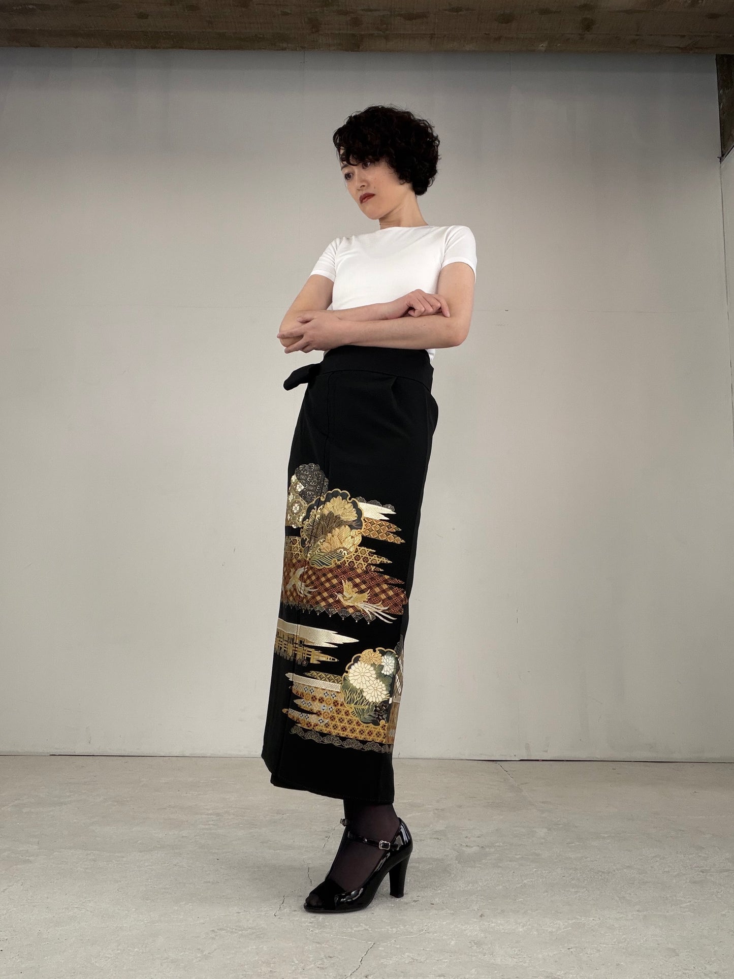 EDO-ZUMA SKIRT UPCYCLED FROM JAPANESE KIMONO "EDO037"
