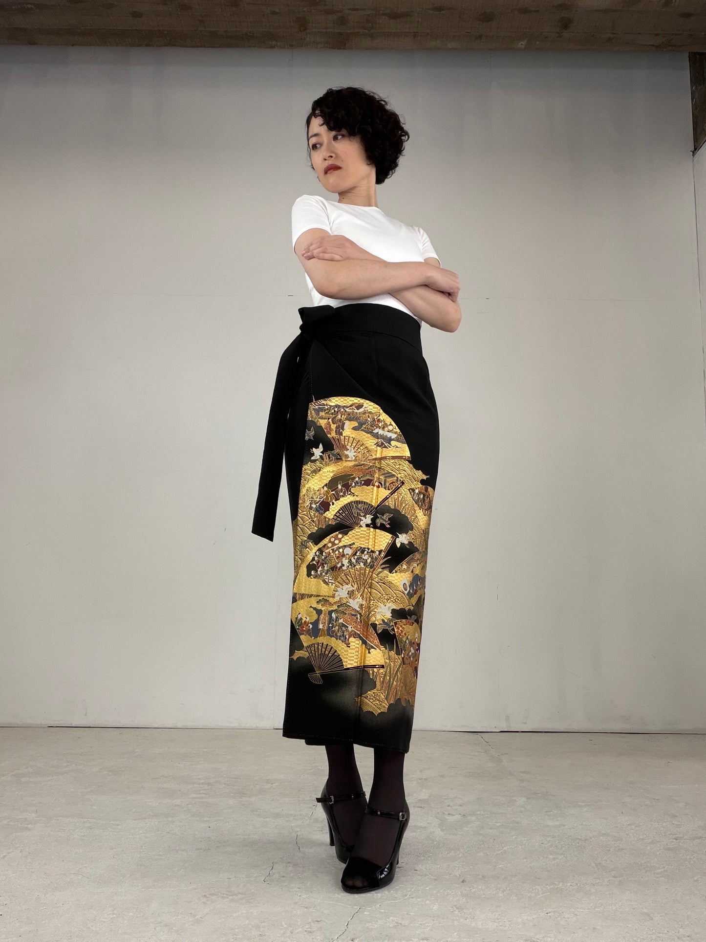 EDO-ZUMA SKIRT UPCYCLED FROM JAPANESE KIMONO "EDO033"