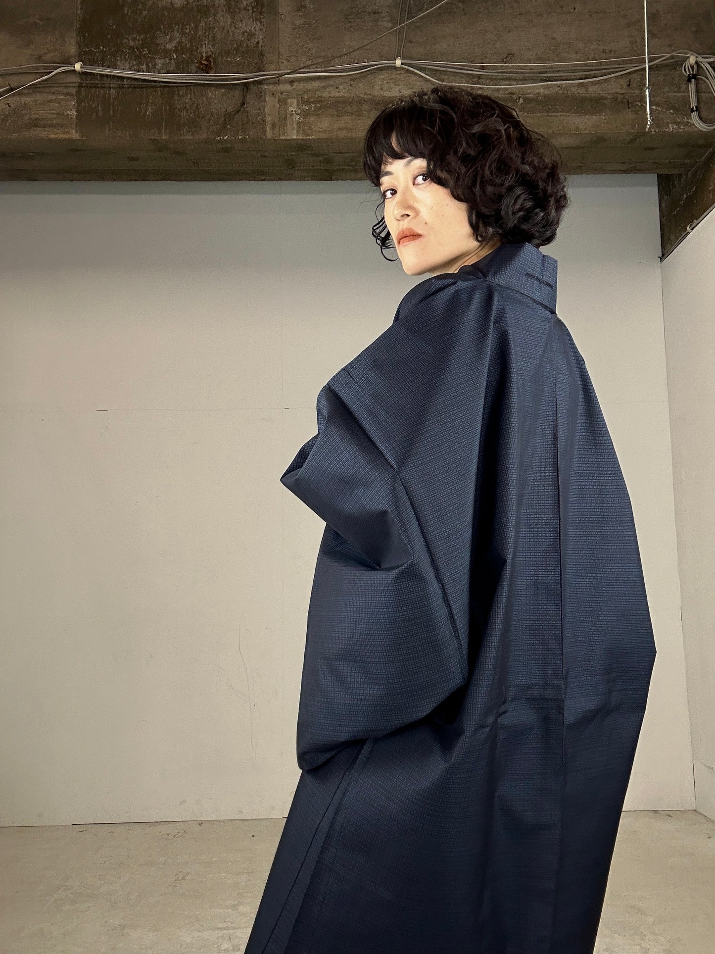 KAWAII HAORI oversized  " Tsumugi haori blue 001 dragon"